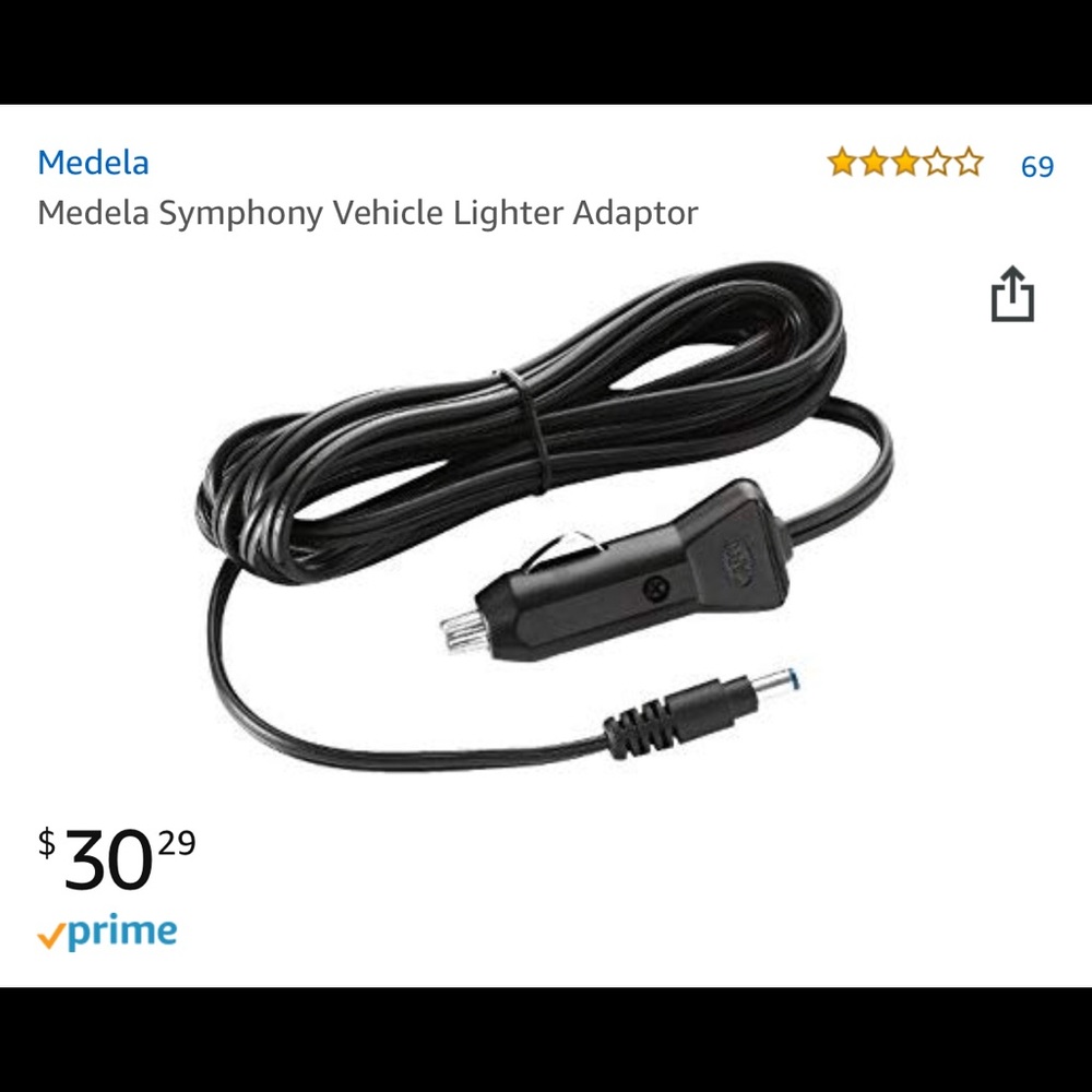 Medela Official Car Charger 12v for Symphony Pump